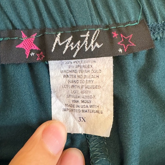 Myth Teal Green High-Low Wrap Skirt with Gold Ring Detail Size 3X Made in USA - Picture 5 of 5